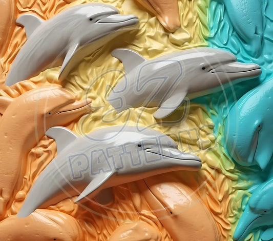 3D Dolphins 004 Printed Pattern Vinyl