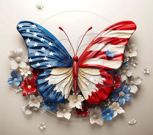 3D Patriotic Butterflies 009 Printed Pattern Vinyl