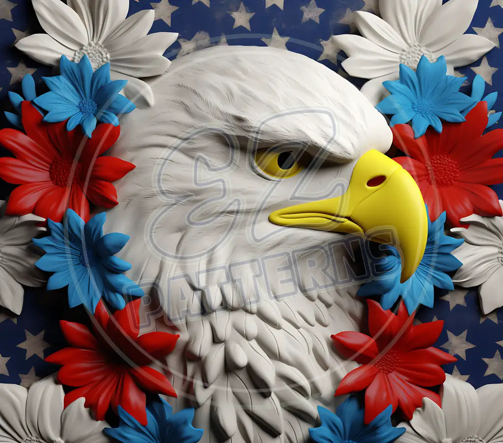 3D Patriotic Eagles 027 Printed Pattern Vinyl