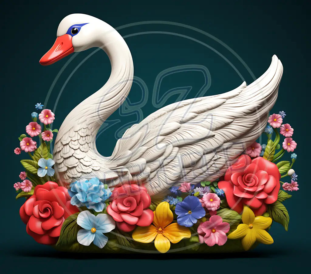 3D Swans 002 Printed Pattern Vinyl