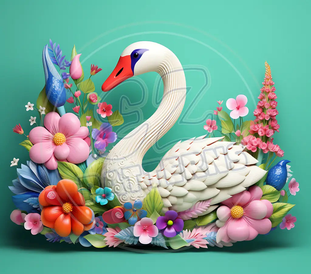 3D Swans 004 Printed Pattern Vinyl