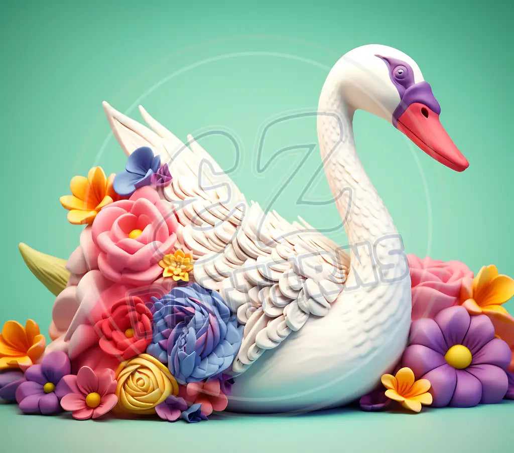 3D Swans 010 Printed Pattern Vinyl