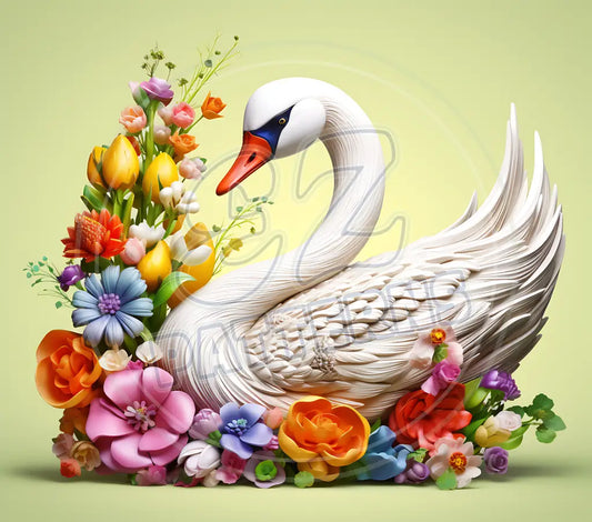 3D Swans 014 Printed Pattern Vinyl