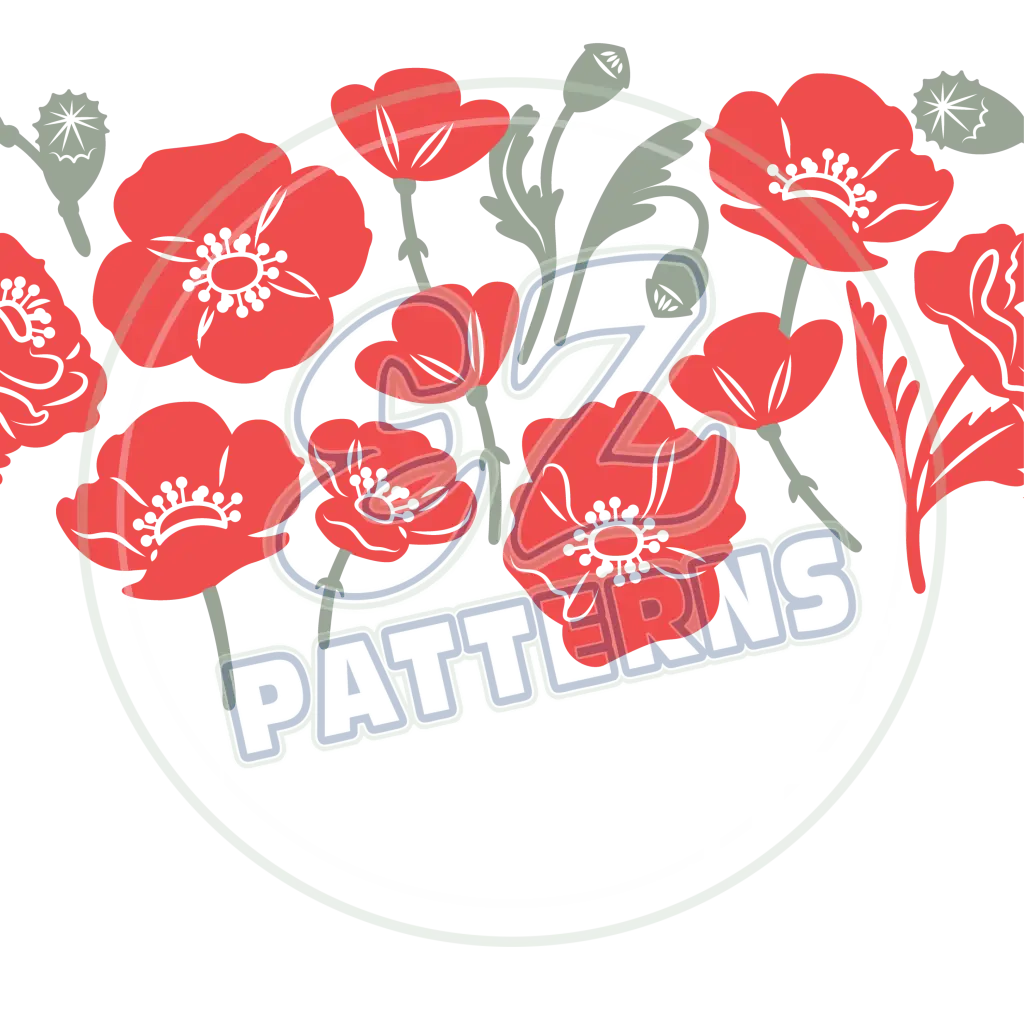 British Poppies 004 Printed Pattern Vinyl