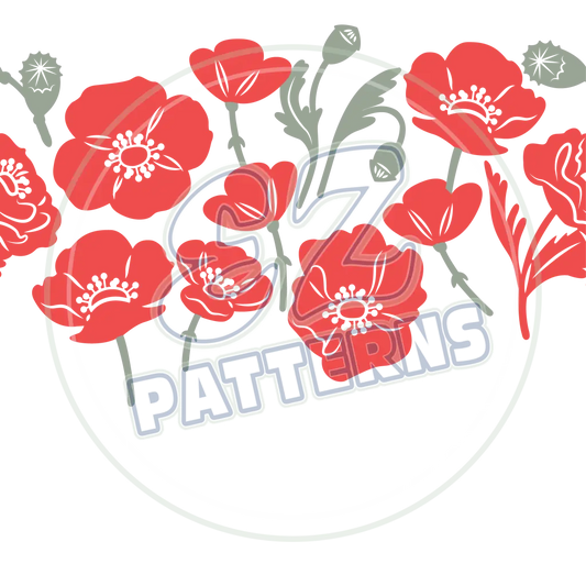 British Poppies 004 Printed Pattern Vinyl