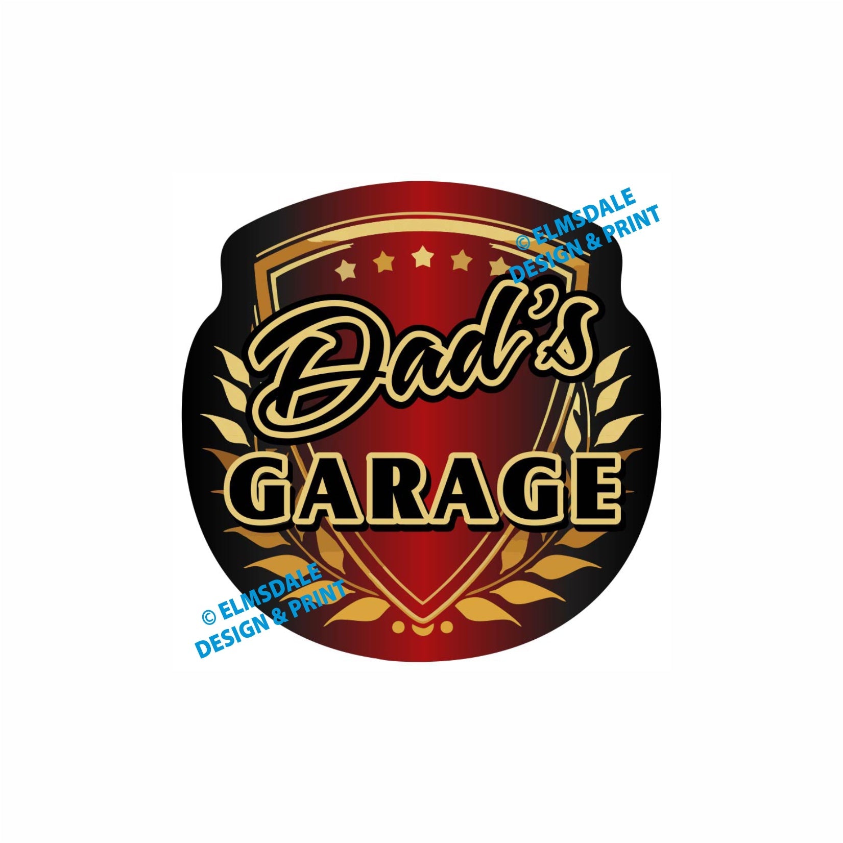 Dads Garage - Decal / 7.75’ x 7.75’ / Gold & Red