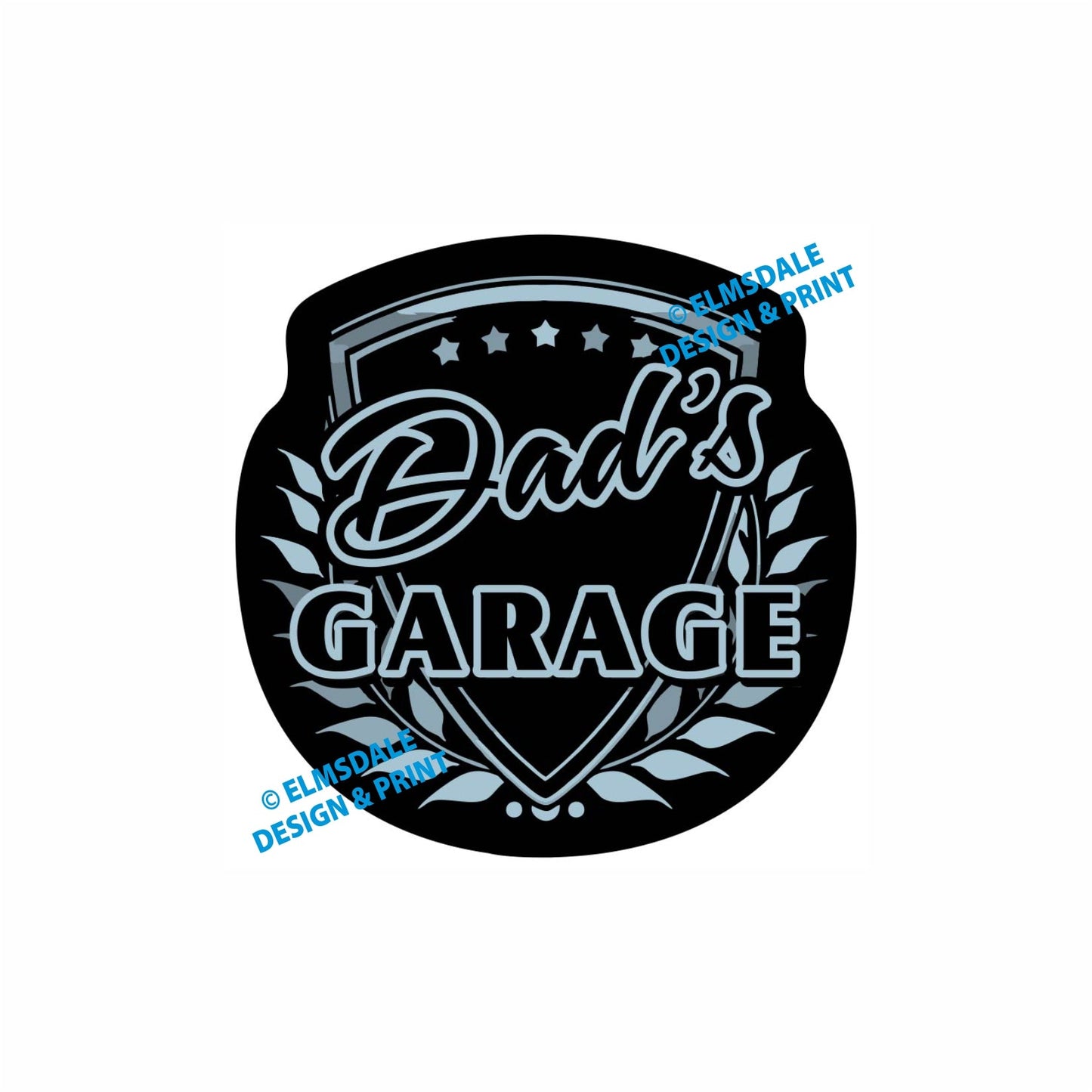 Dads Garage - Decal / 7.75’ x 7.75’ / Silver & Black