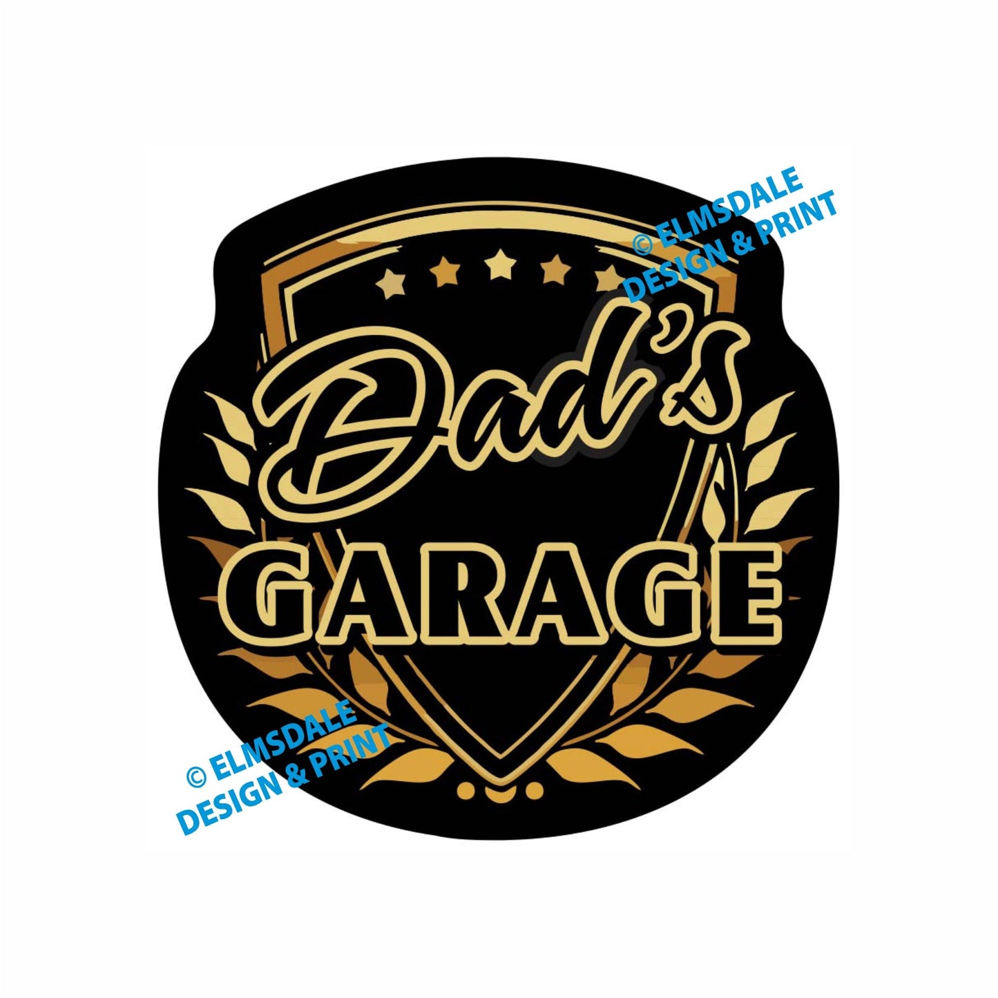 Dads Garage - Decal / 9.25’ x 9.25’ / Gold & Black