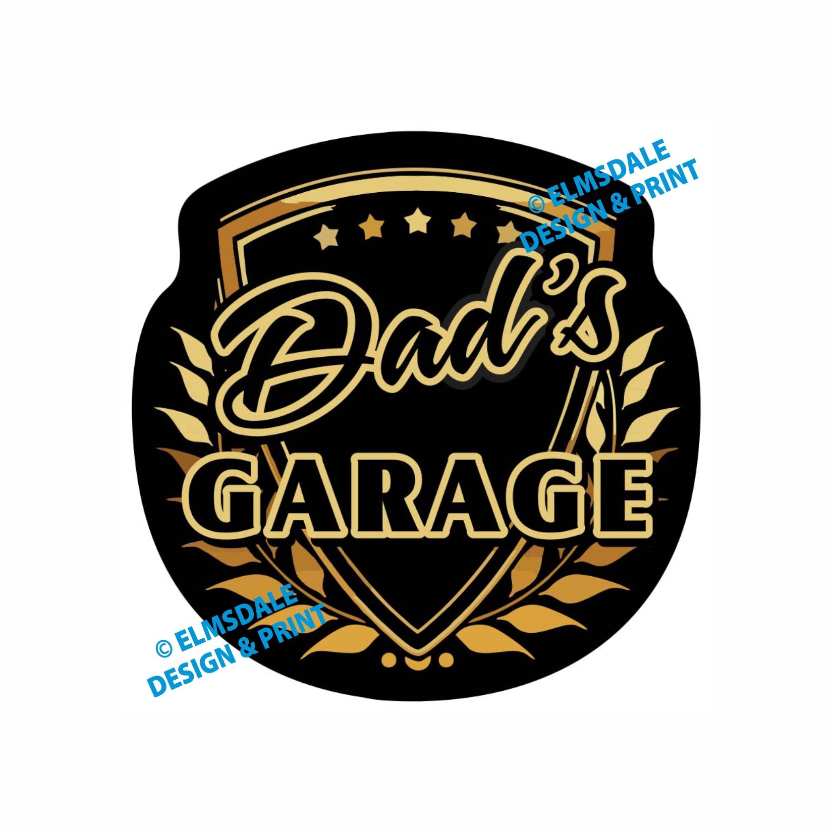 Dads Garage - Decal / 9.25’ x 9.25’ / Gold & Black