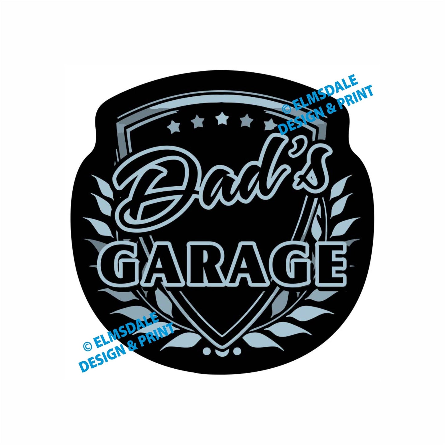 Dads Garage - Decal / 9.25’ x 9.25’ / Silver & Black