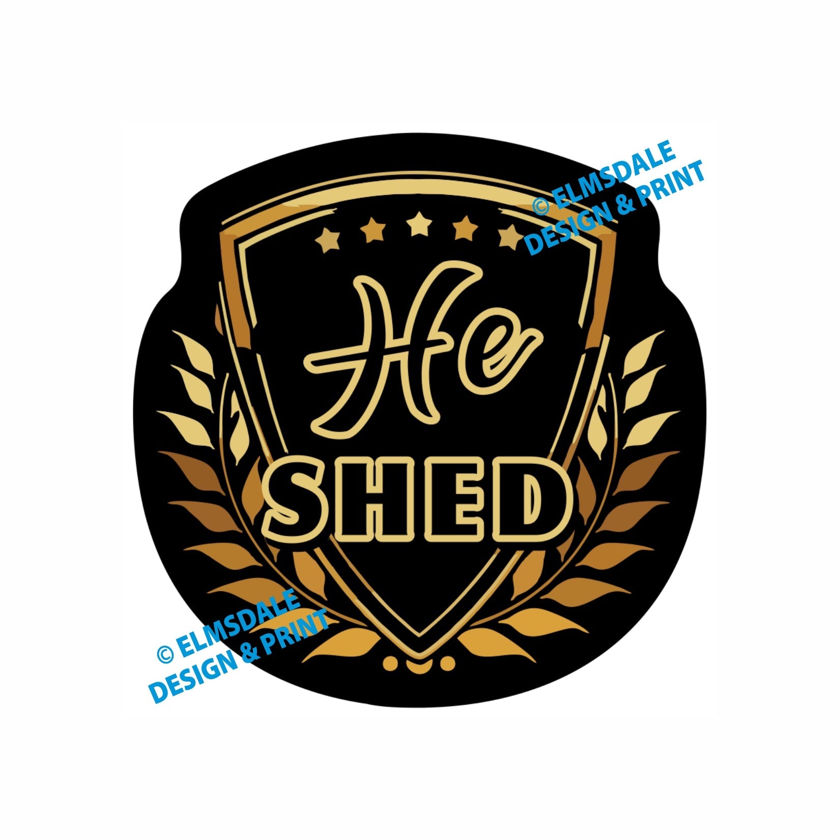 He Shed - Decal / 9.25’ x 9.25’ / Gold & Black