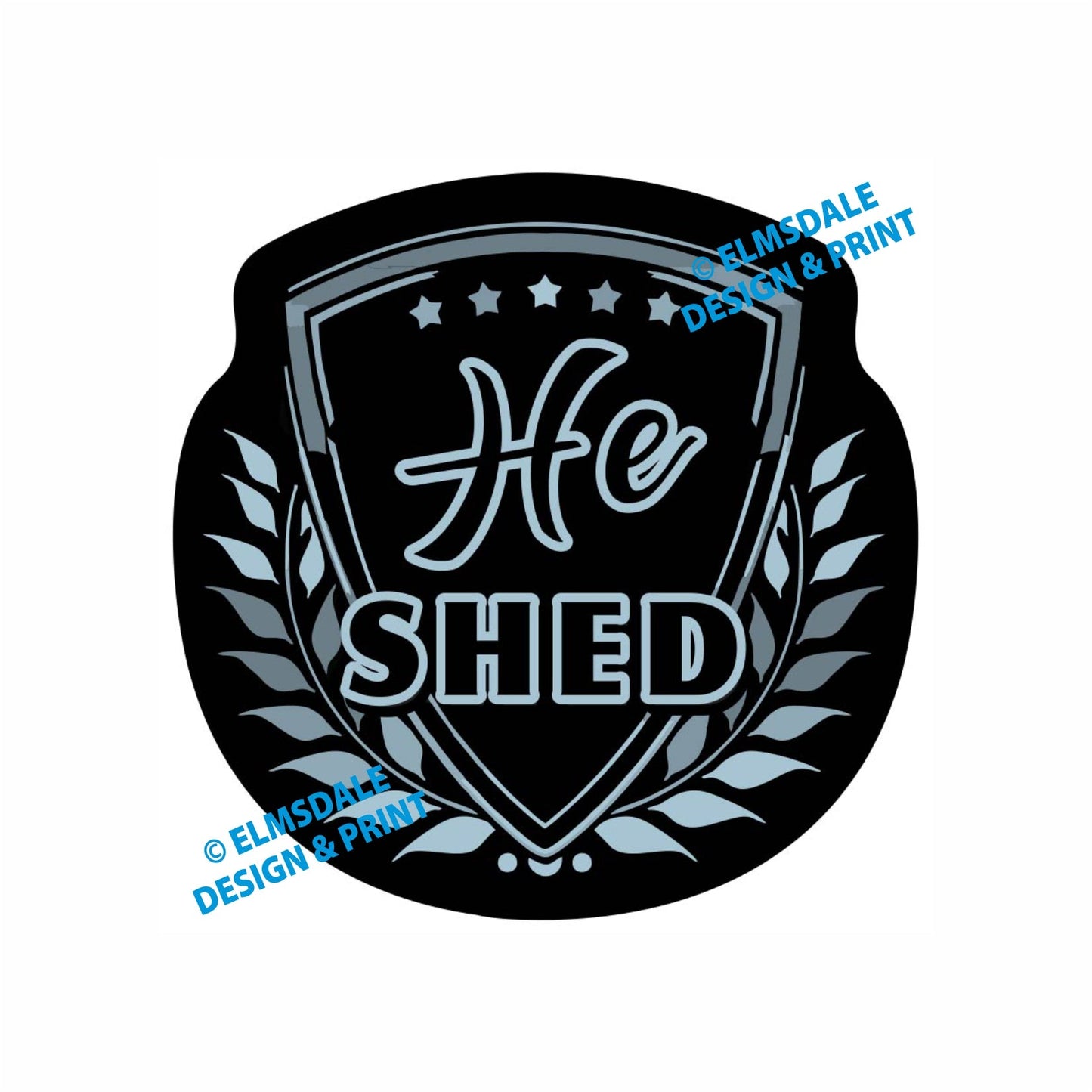 He Shed - Decal / 9.25’ x 9.25’ / Silver & Black