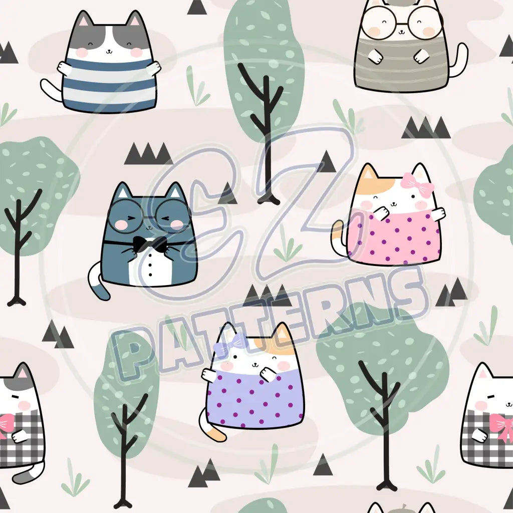 Spring Mini Kitties 003 Printed Pattern Vinyl