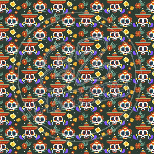 Sugar Skulls 004 Printed Pattern Vinyl