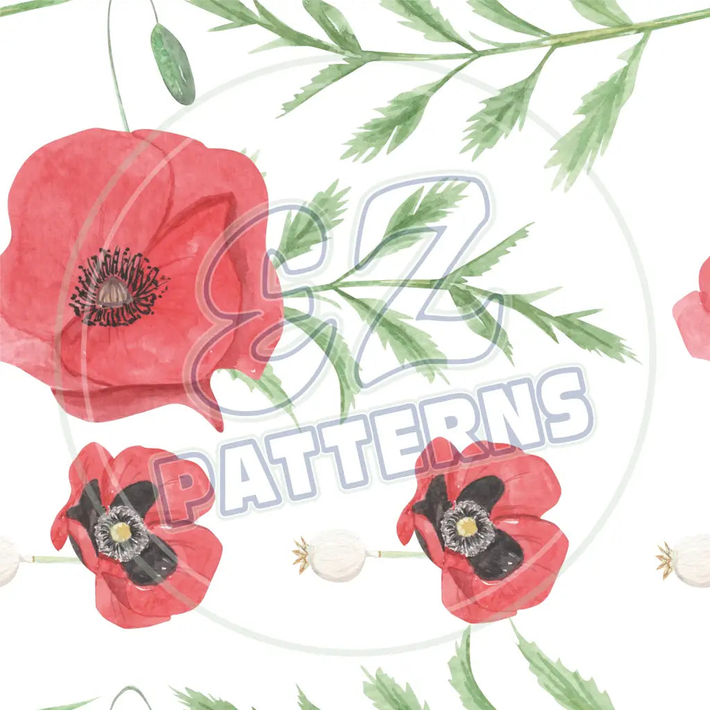 Watercolor Poppies 008 Printed Pattern Vinyl